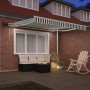 Toldo Retráctil Manual con LED Verde y Blanco 350x250 cm, Tela de Repuesto para Toldo de 3,5x2,5 m Marco Verde y Blanco by , ...
