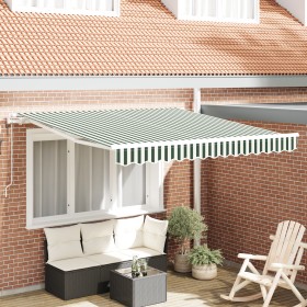 Toldo Retráctil Automático Verde y Blanco 350x250