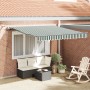 Toldo Retráctil Automático con LED Verde y Blanco 350x250 cm, Tela de Reemplazo para Toldo de 3.5x2.5 m Marco Verde y Blanco ...