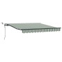 Toldo Retráctil Automático con LED Verde y Blanco 350x250 cm, Tela de Reemplazo para Toldo de 3.5x2.5 m Marco Verde y Blanco ...