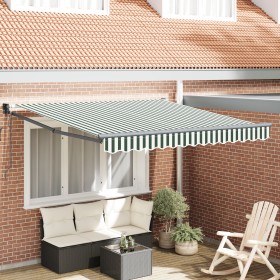 Toldo Retráctil Automático Verde y Blanco 350x250