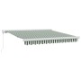 Toldo Retráctil Manual Verde y Blanco 350x250 cm, Tela de Reemplazo para Toldo de 3,5x2,5 m Verde y Blanco by , Awnings - Ref...