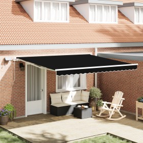 Toldo Manual Retráctil con LED Negro 400x300 cm