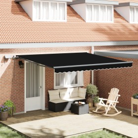 Toldo Retráctil Manual con LED Negro 400x300 cm