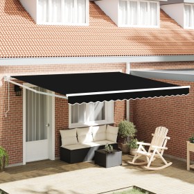 Toldo Retráctil Automático Negro 400x300 cm, Tela