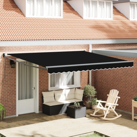 Toldo retráctil manual  negro 400x300 cm, Tela de repuesto para toldo  para marco de 4x3 m negro | Foro24.es | Tu tienda online para hogar, jardín y más Foro24.es