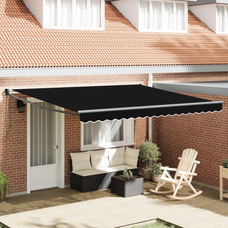 Toldo Retráctil Automático Negro 400x300 cm, Tela de Reemplazo para Toldo de 4x3 m Marco Negro by , Awnings - Ref: Foro24-333...