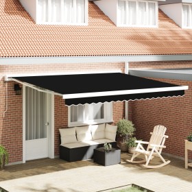 Toldo Retráctil Automático Negro 400x300 cm, Tela de Reemplazo para Toldo de 4x3 m Negro by , Awnings - Ref: Foro24-3330603, ...
