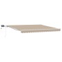 Toldo retráctil manual con LED Beige 400x300 cm, Tejido de reemplazo para toldo de 4x3 m Beige by , Awnings - Ref: Foro24-333...