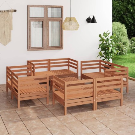 Gartenmöbel-Set 9-teilig aus massivem honigbraunem Kiefernholz von vidaXL, Gartensets - Ref: Foro24-3082435, Preis: 524,58 €,...