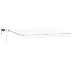 Toldo Retráctil Manual con LED Blanco 400x300 cm, Tela de Reemplazo para Toldo de 4x3 m Blanco by , Awnings - Ref: Foro24-333...