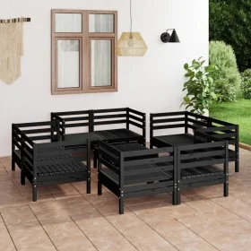 Garden furniture set 9 pieces solid black pine wood by vidaXL, Garden sets - Ref: Foro24-3082436, Price: 509,56 €, Discount: %