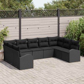Conjunto de sofá de jardín 9 pcs Negro Poliratán Conjunto de sofá de jardín 9 pcs Negro Poliratán