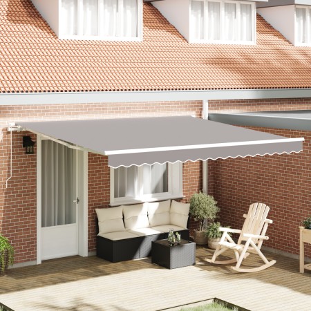 Toldo retráctil manual gris claro 400x300 cm, Tela de repuesto para toldo para marco de 4x3 m gris claro von , Markisen - Ref...