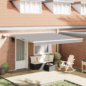 Toldo Retráctil Manual con LED Gris Claro 400x300 cm, Tela de Reemplazo para Toldo de 4x3 m Marco Gris Claro by , Awnings - R...