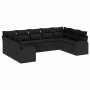 Conjunto de sofá de jardín 9 pcs Negro Poliratán