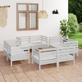 Gartenmöbel-Set 8-teilig aus massivem weißem Kiefernholz von vidaXL, Gartensets - Ref: Foro24-3082428, Preis: 421,84 €, Rabat...