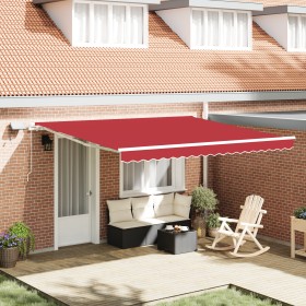 Toldo manual retráctil con LED Rojo 400x300 cm, Tela de reemplazo para toldo para marco de 4x3 m Rojo by , Awnings - Ref: For...