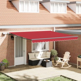 Toldo Manual Retráctil con LED Rojo 400x300 cm, Tela de Repuesto para Toldo de 4x3 m Rojo by , Awnings - Ref: Foro24-3330692,...
