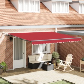 Toldo Retráctil Automático con LED Rojo 400x300 cm, Tejido de Reemplazo para Toldo de 4x3 m Rojo by , Awnings - Ref: Foro24-3...