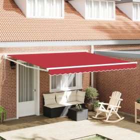 Toldo Manual Retráctil Rojo 400x300 cm, Tela de