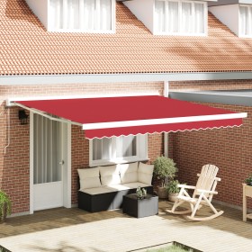 Toldo Retráctil Automático Rojo 400x300 cm, Tela