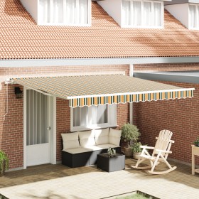 Toldo Retráctil Manual Verde y Amarillo 400x300