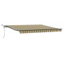 Toldo retráctil automático con LED verde y amarillo 400x300 cm, Tela de repuesto para el toldo de marco 4x3 m verde y amarill...