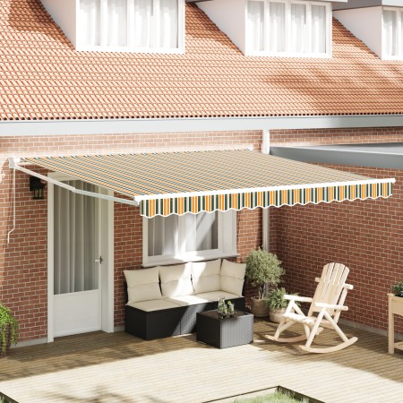 Toldo manual retráctil Verde y Amarillo 400x300 cm, Tela de reemplazo para toldo para marco de 4x3 m Verde y Amarillo by , Aw...