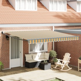 Toldo Retráctil Manual Verde y Amarillo 400x300