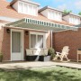 Toldo Retráctil Automático Verde y Blanco 400x300 cm, Tela de Repuesto para Toldo 4x3 m Verde y Blanco by , Awnings - Ref: Fo...