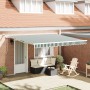 Toldo Retráctil Automático con LED Verde y Blanco 400x300 cm, Tela de Repuesto para Toldo para Marco de 4x3 m Verde y Blanco ...