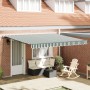 Toldo Retráctil Manual Verde y Blanco 400x300 cm, Tela de repuesto para toldo para estructura de 4x3 m Verde y Blanco by , Aw...