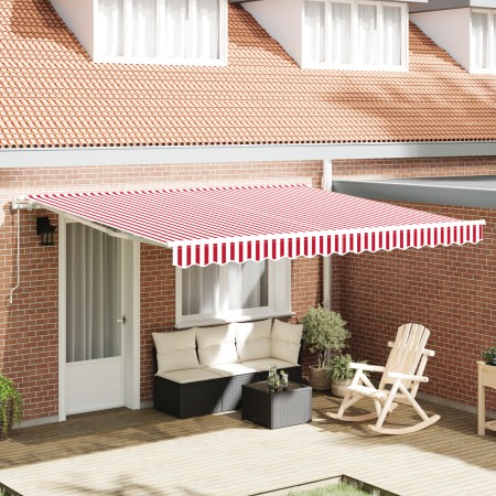 Toldo Retráctil Automático Rayas Rojas y Blancas 400x350 cm by , Awnings - Ref: Foro24-3330753, Price: 425,23 €, Discount: %