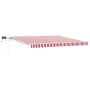 Toldo retráctil manual con franjas rojas y blancas LED 400x350 cm by , Awnings - Ref: Foro24-3330752, Price: 408,85 €, Discou...