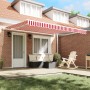 Toldo Retráctil Automático Rayas Rojas y Blancas 400x350 cm by , Awnings - Ref: Foro24-3330753, Price: 425,23 €, Discount: %