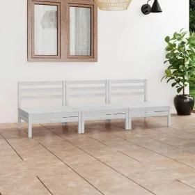 Gartenmöbel-Set 3-teilig aus massivem weißem Kiefernholz von vidaXL, Gartensets - Ref: Foro24-3082443, Preis: 144,44 €, Rabat...
