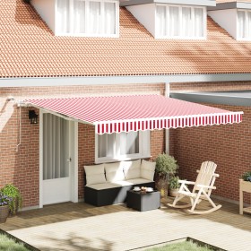 Toldo Retráctil Automático con LED A Rayas Rojas y Blancas 400x350 cm de , Toldos - Ref: Foro24-3330754, Precio: 605,75 €, De...