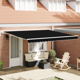 Toldo Retráctil Automático Negro 400x350 cm, Tela