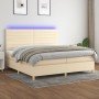 Cama box spring colchón y luces LED tela crema 200x200 cm en Camas y somieres | Comprar online en Foro24