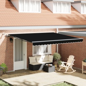 Toldo retráctil automático con LED negro 400x350