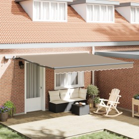 Toldo Manual Retráctil con LED Beige 400x350 cm, Tela de Reemplazo para Toldo de 4x3.5 m Beige by , Awnings - Ref: Foro24-333...
