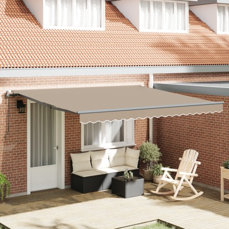 Toldo Retráctil Automático Beige 400x350 cm, Tela de Reemplazo para Toldo de 4x3.5 m Beige by , Awnings - Ref: Foro24-3330789...