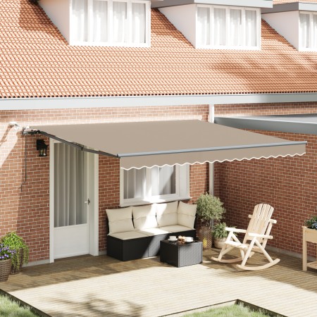 Toldo Retráctil Automático con LED Beige 400x350 cm, Tela de Repuesto para Toldo para marco de 4x3.5 m Beige by , Awnings - R...