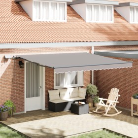 Toldo Manual Retráctil con LED Gris Claro 400x350