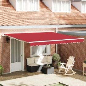 Toldo Retráctil Automático Rojo 400x350 cm, Tela
