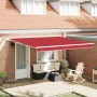 Toldo retráctil automático con LED Rojo 400x350 cm, Tela de repuesto para toldo para marco de 4x3.5 m Rojo by , Awnings - Ref...