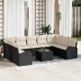 Conjunto de sofá de jardín 10 pcs Negro Poliratán
