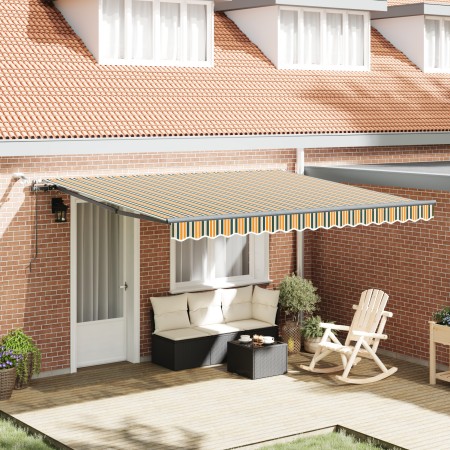 Toldo Retráctil Automático con LED Verde y Amarillo 400x350 cm,  Tela de Repuesto para Toldo de 4x3.5 m Marco Verde y Amarillo | Foro24.es | Tu tienda online para hogar, jardín y más Foro24.es