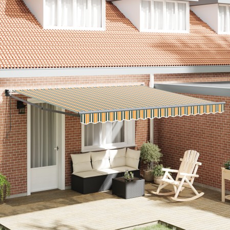 Toldo Retráctil Automático con LED Verde y Blanco 400x350 cm, Tela de Reemplazo para Toldo de 4x3.5 m Marco Verde y Blanco by...